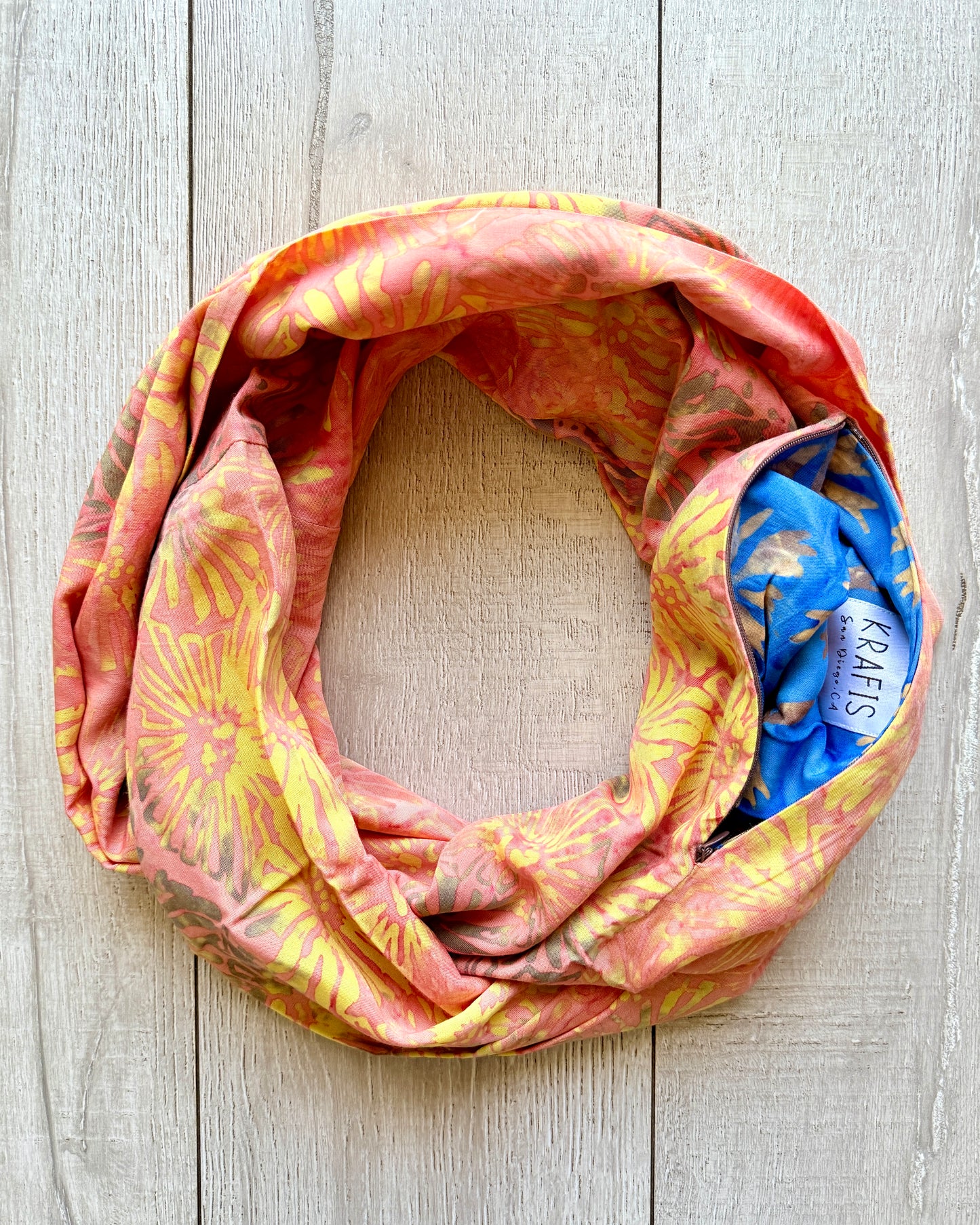 Peach Floral - Batik Pocket Scarf