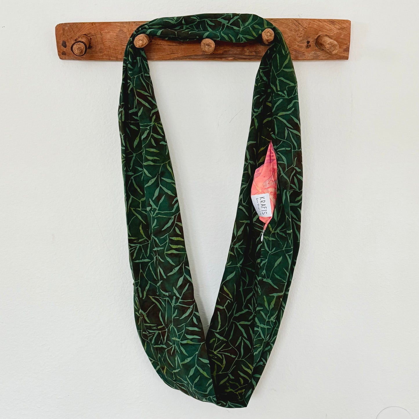 Dark Green Leaves - Batik Pocket Scarf