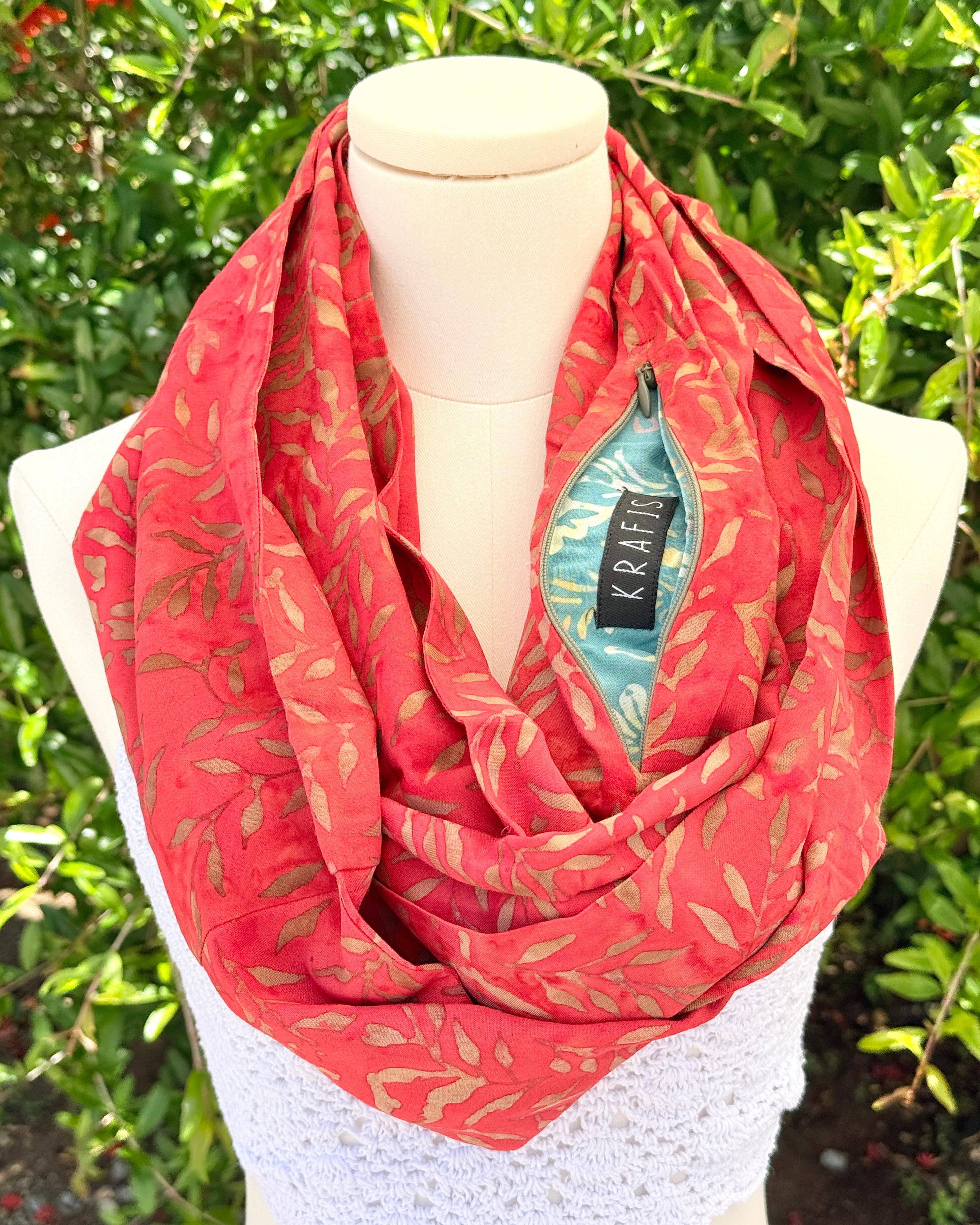 Red Acacia - Batik Pocket Scarf