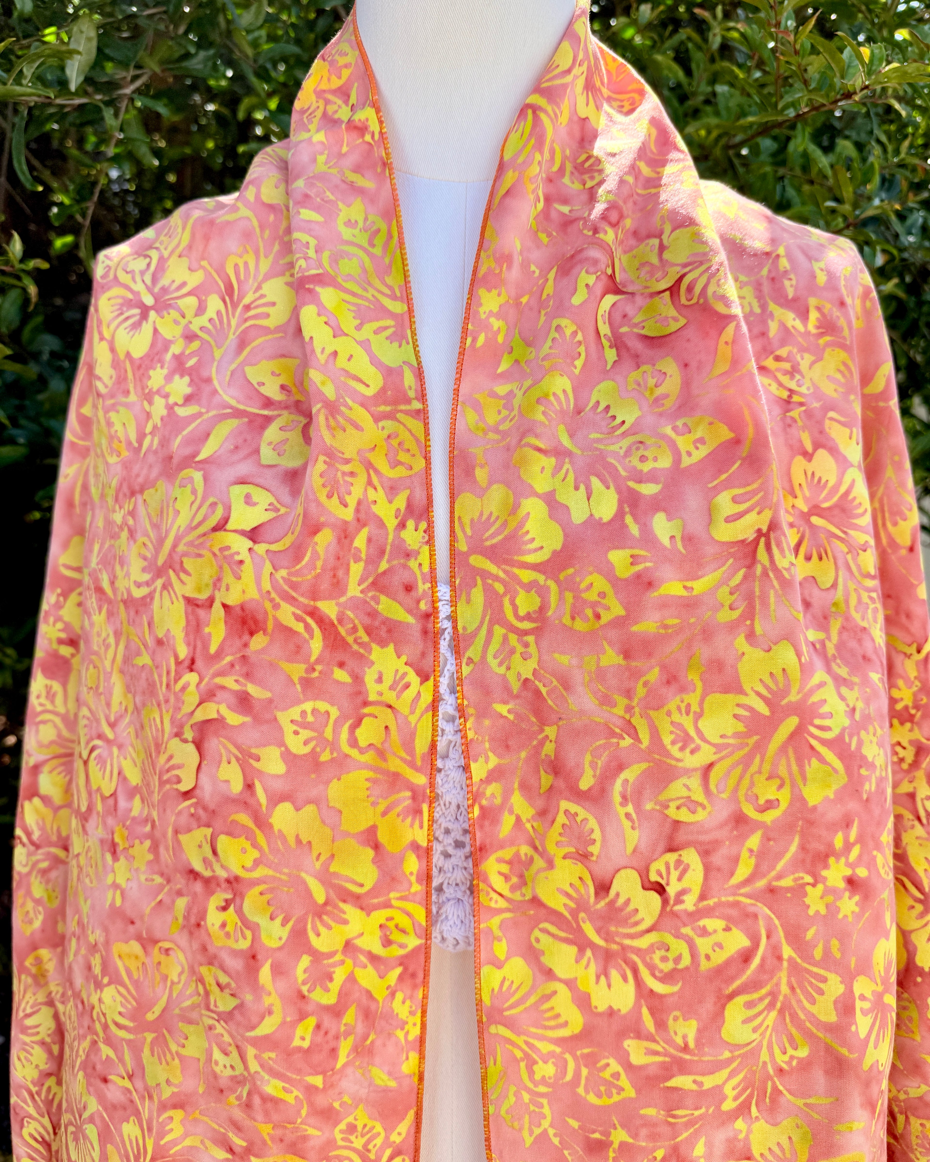 Coral Hibiscus - Batik Versatile Scarf
