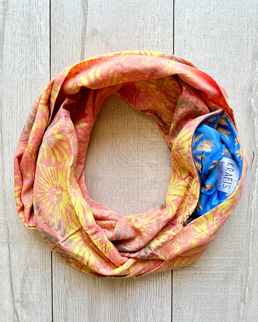 Peach Floral - Batik Pocket Scarf