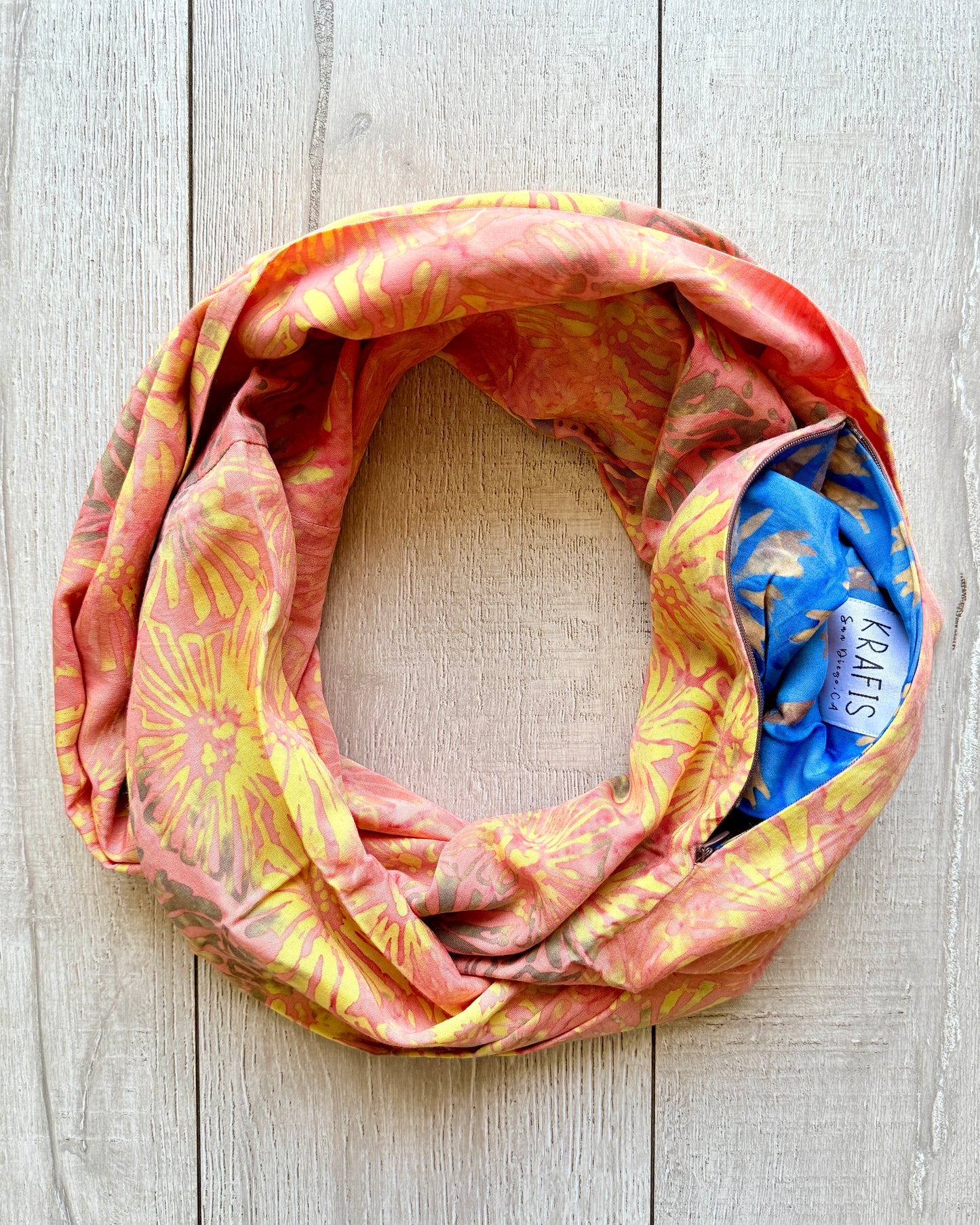 Peach Floral - Batik Pocket Scarf