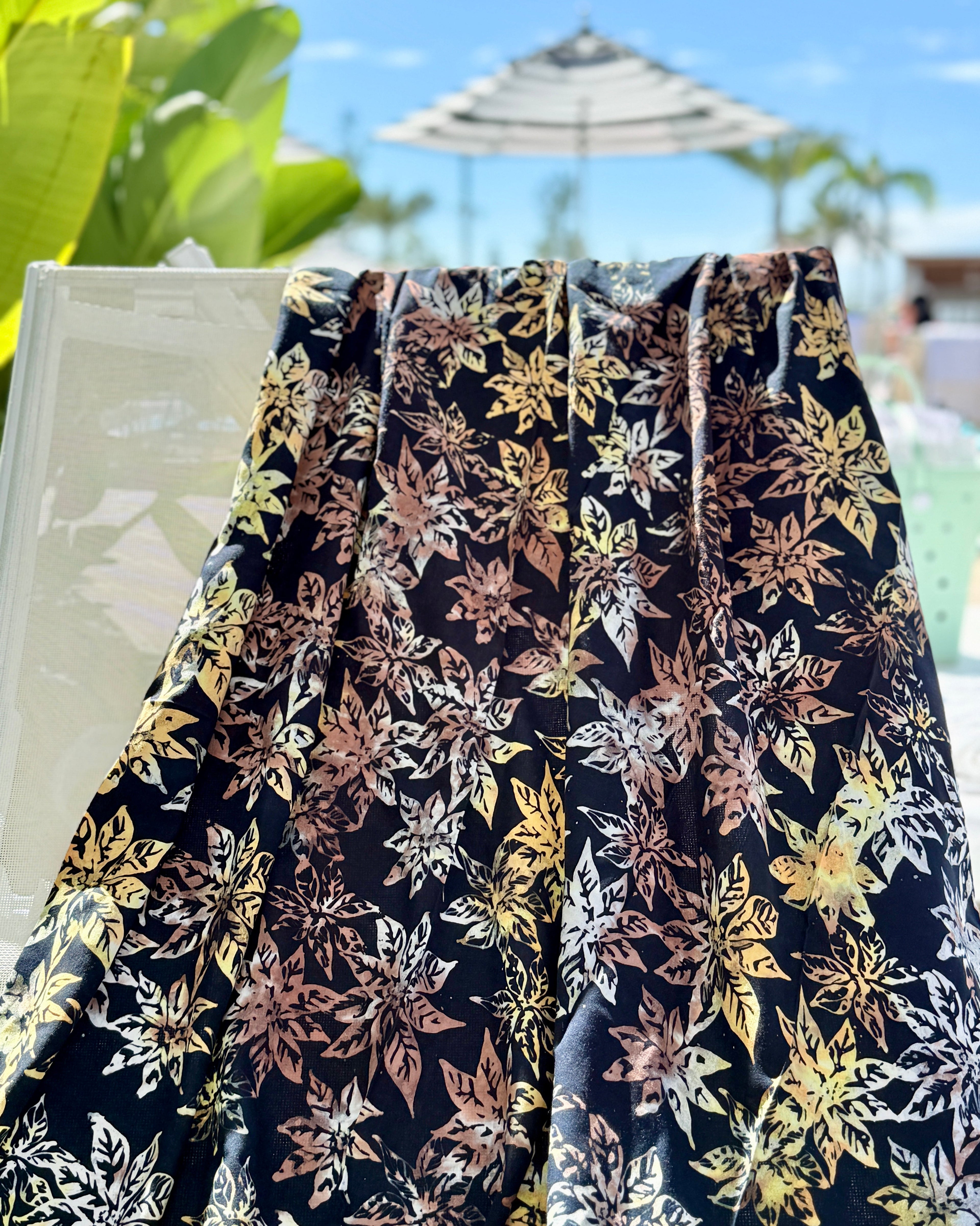 Black Poinsettias Batik Sarong