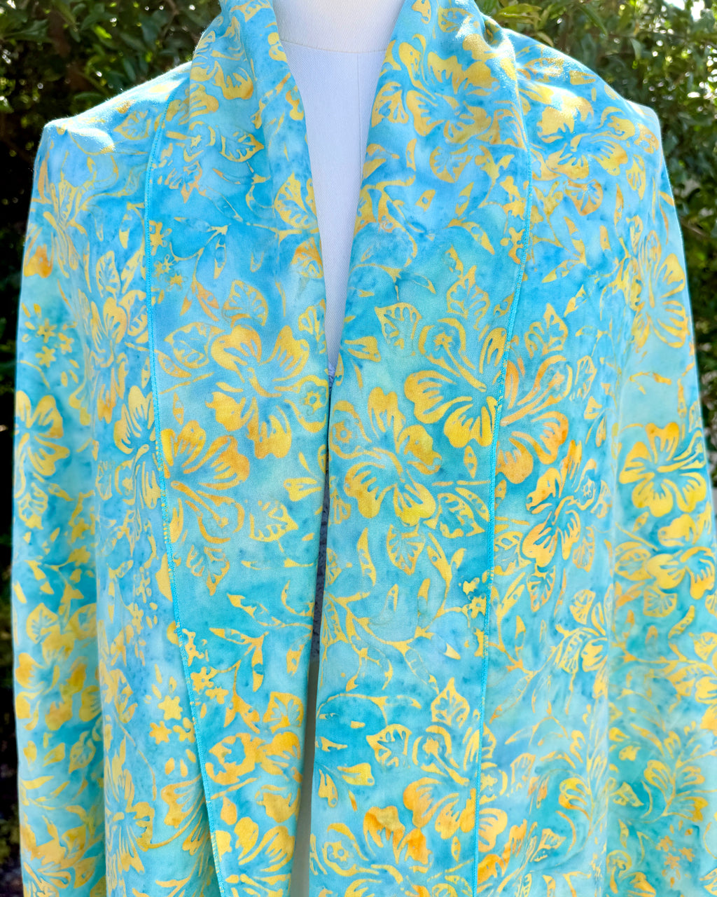 Aqua Hibiscus - Batik Versatile Scarf