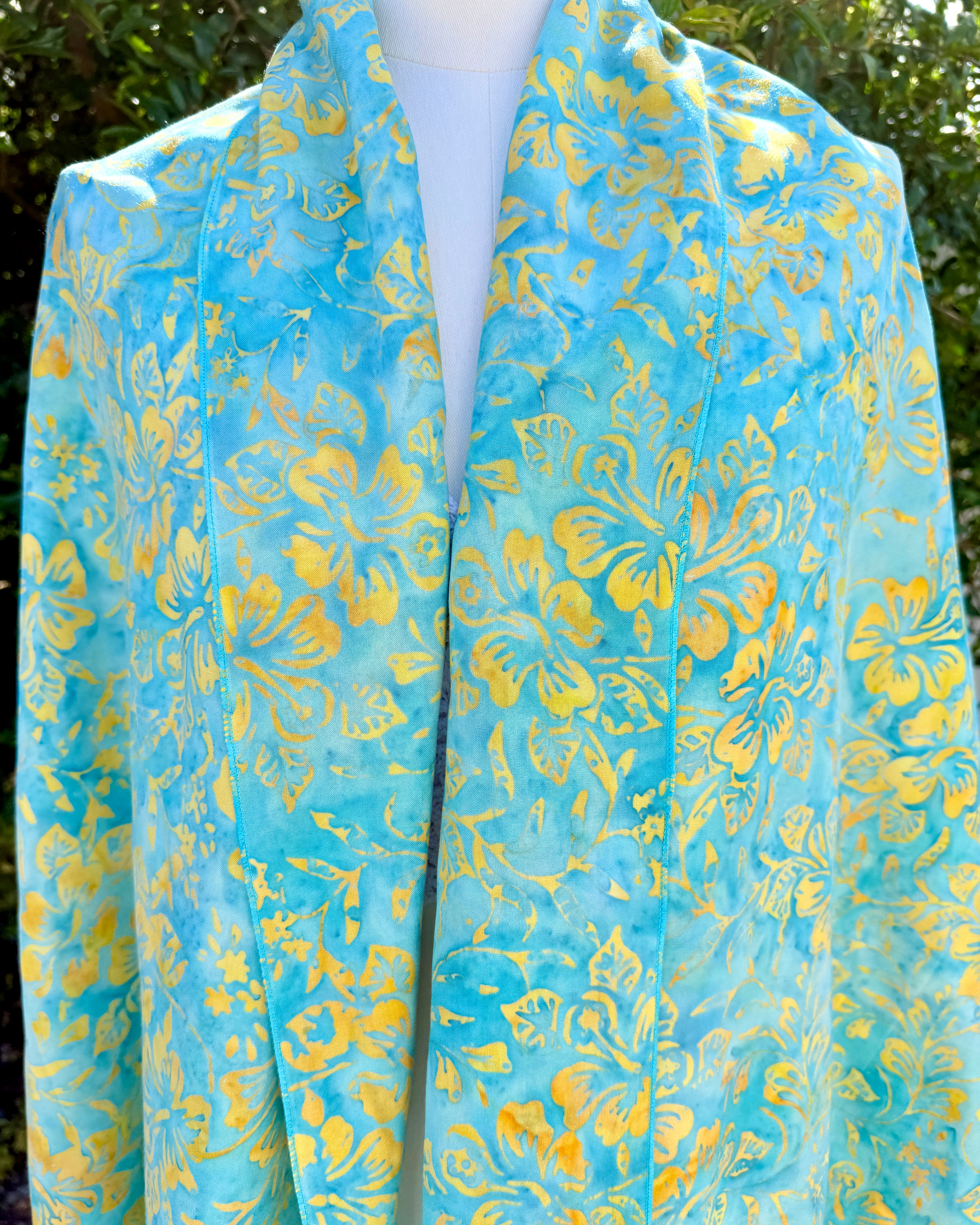 Aqua Hibiscus - Batik Versatile Scarf