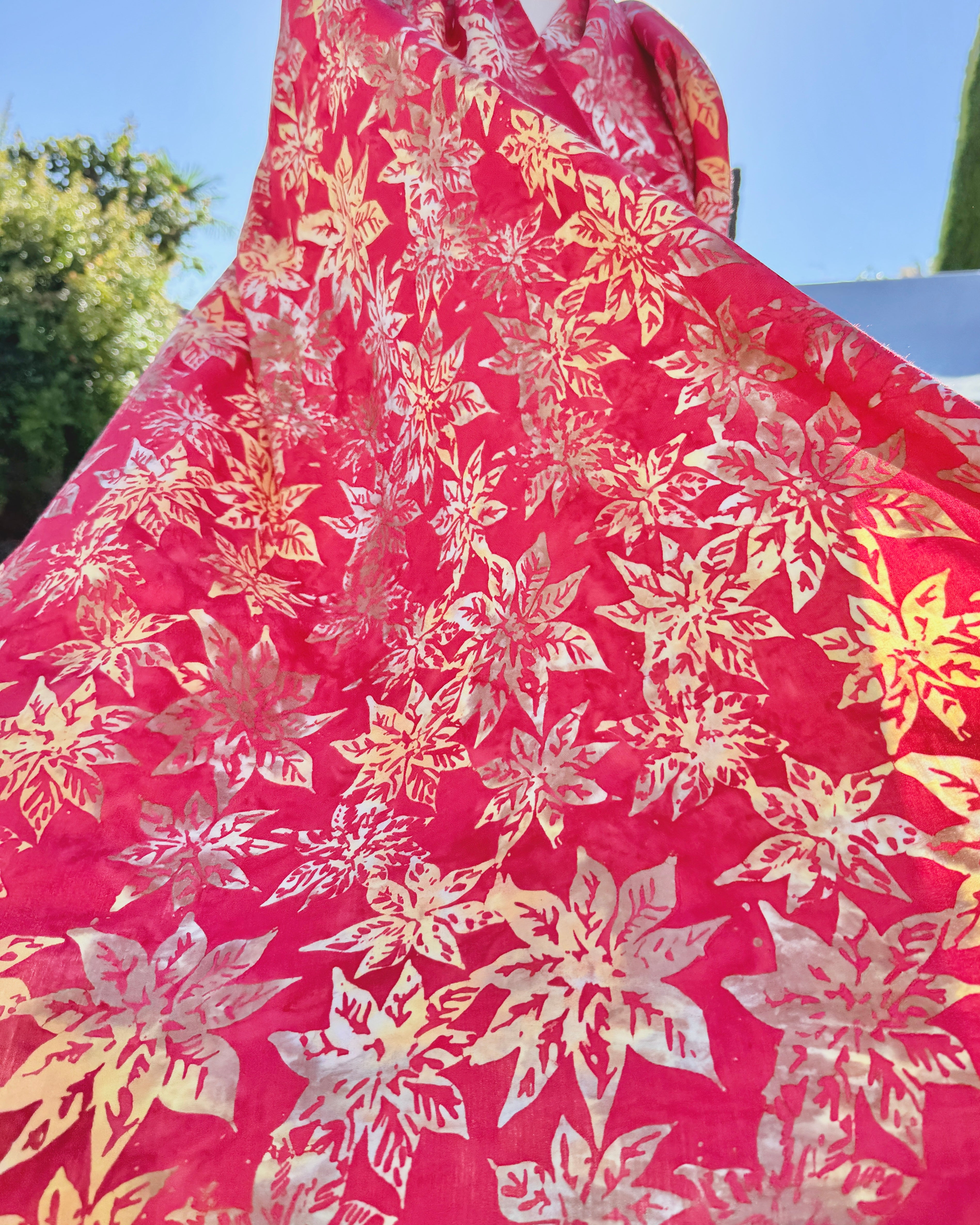 Red Poinsettias - Batik Sarong