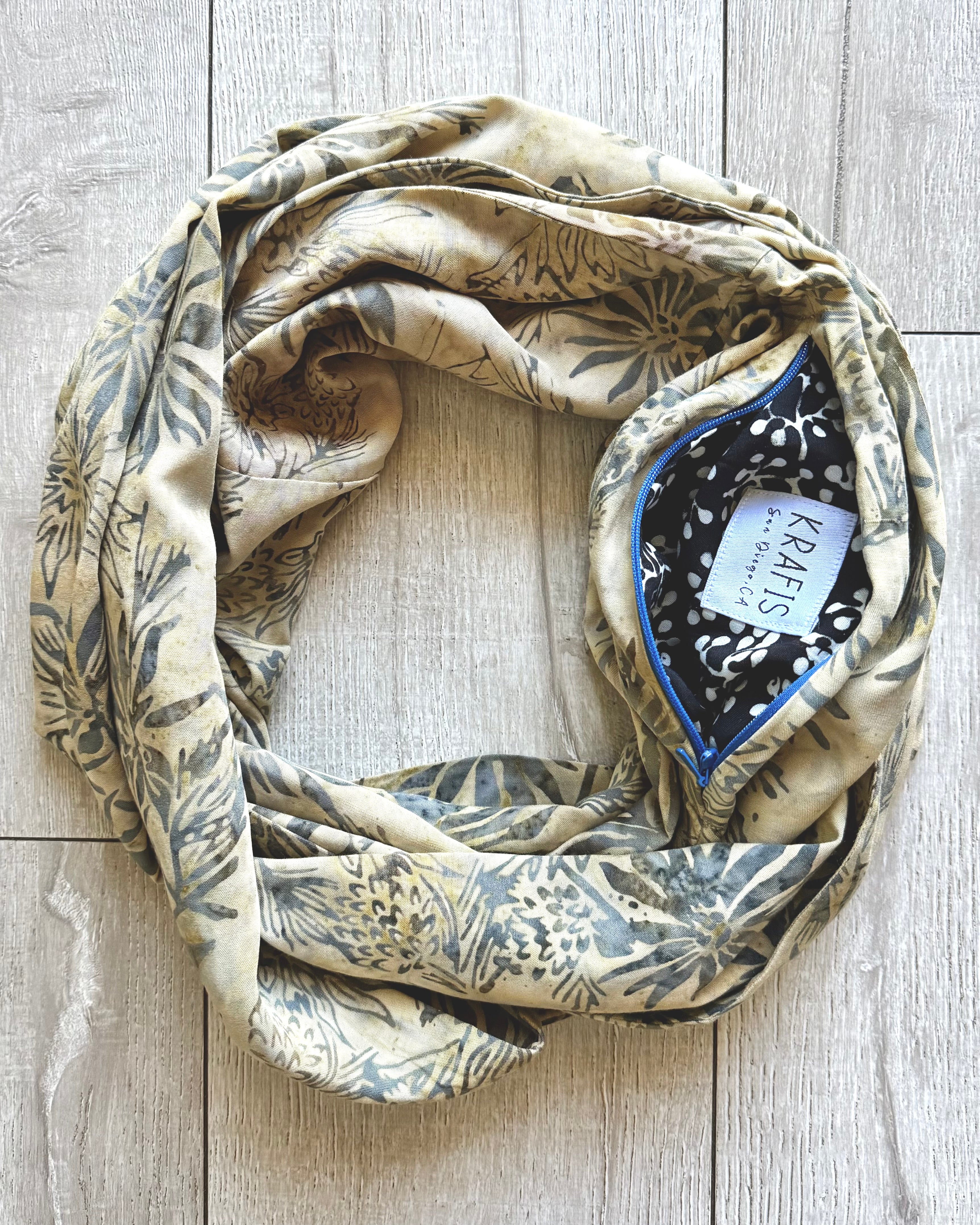 Wood Dahila Batik Pocket Scarf