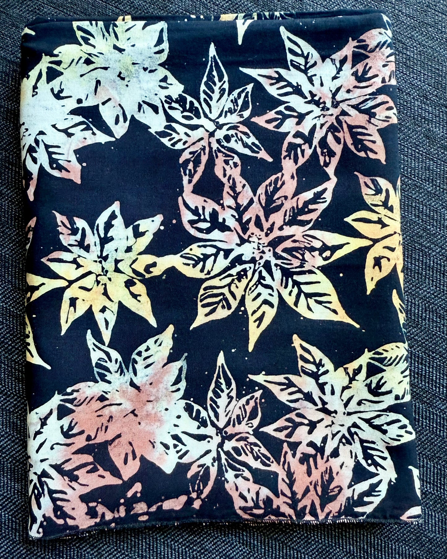 Black Poinsettias Batik Sarong