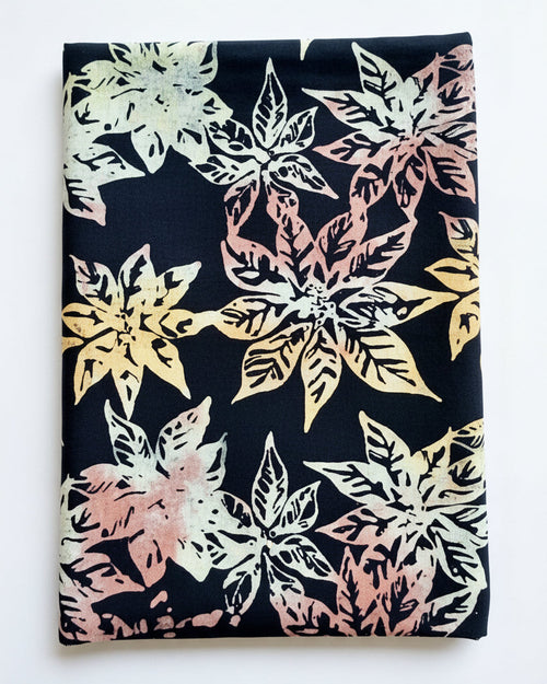 Black Poinsettias - Batik Pocket Scarf