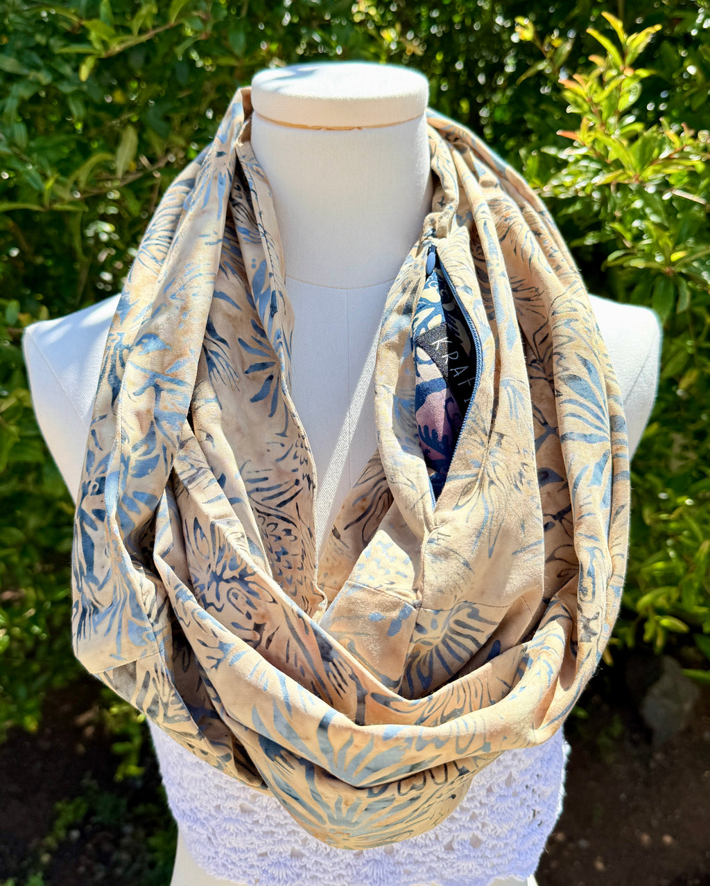Wood Dahila Batik Pocket Scarf