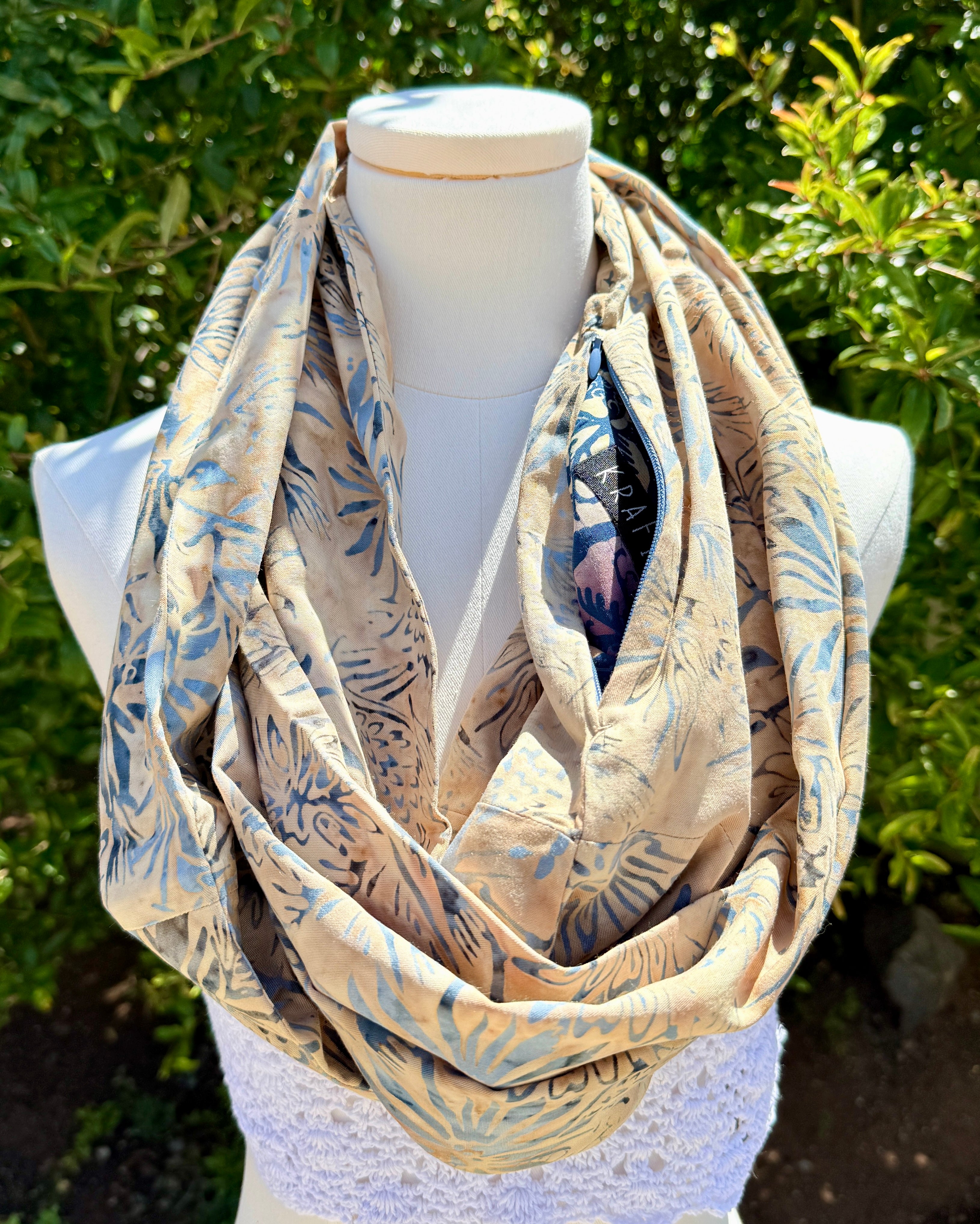 Wood Dahila Batik Pocket Scarf