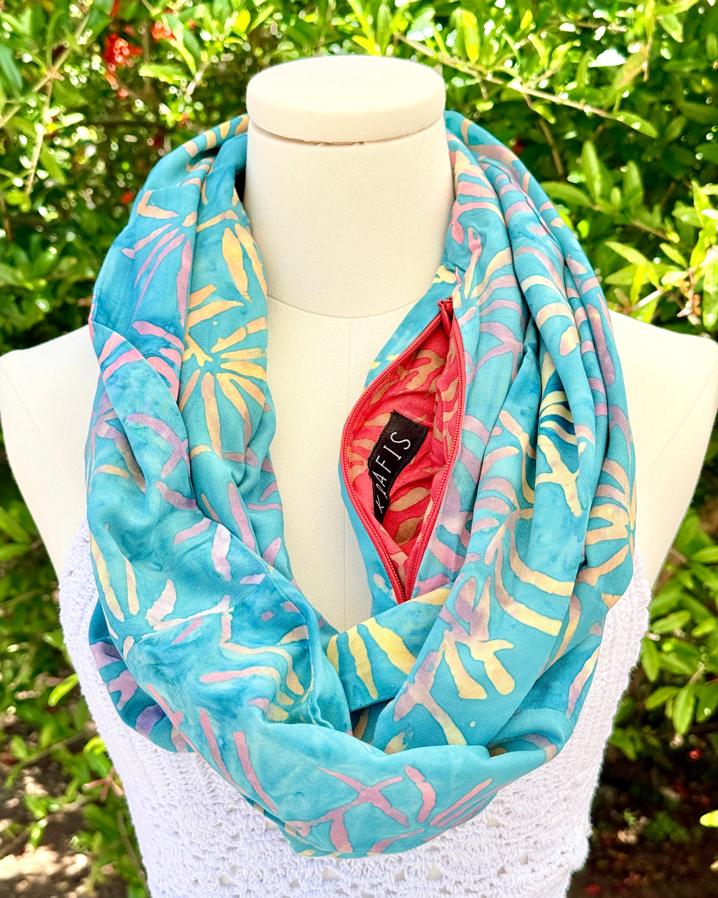 Teal Bamboo - Batik Pocket Scarf