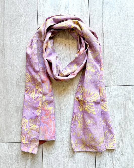 Lilac Daisies Batik Scarf