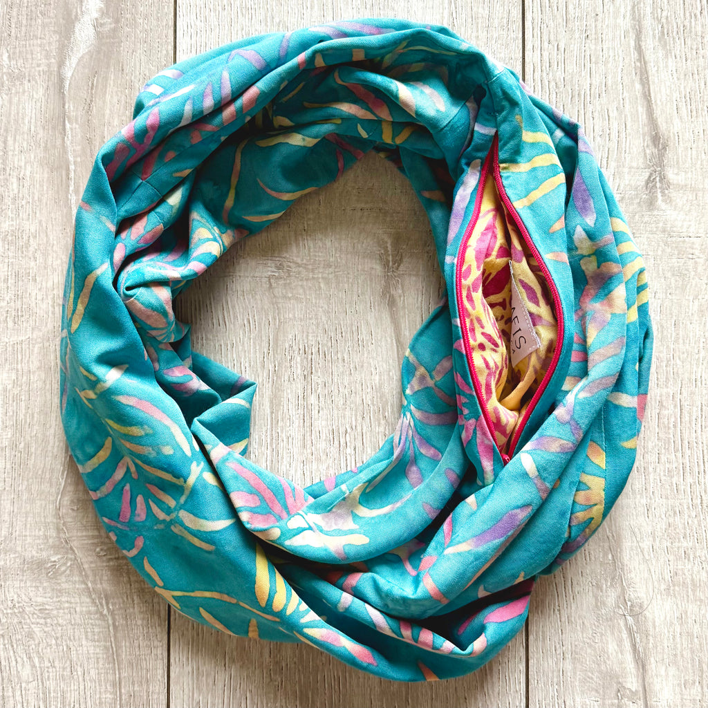 Teal Bamboo - Batik Pocket Scarf