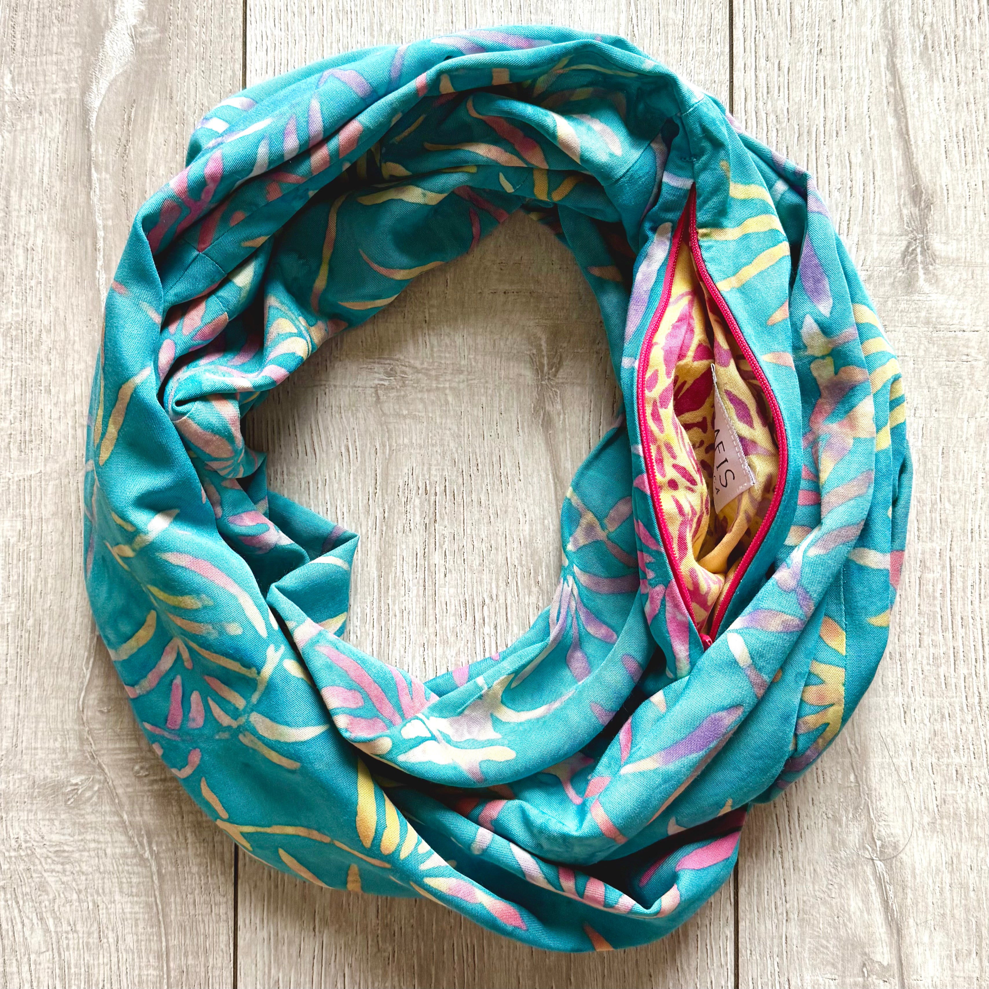 Teal Bamboo - Batik Pocket Scarf