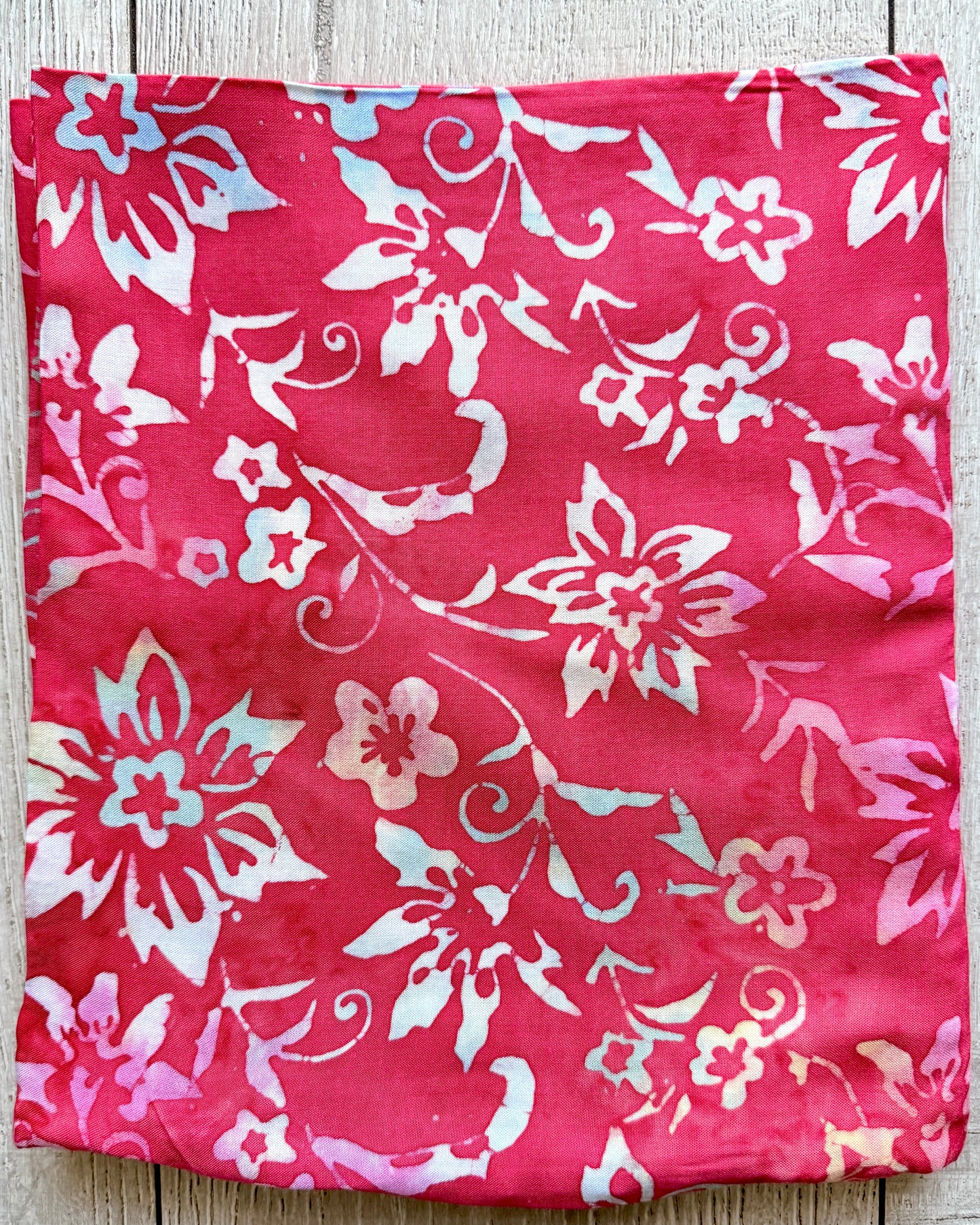 Red Floral - Batik Pocket Scarf